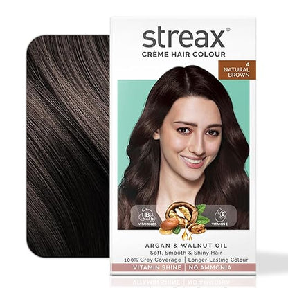 Streax Ammonia Free Cream Hair Colour 140ml - Natural Brown 4