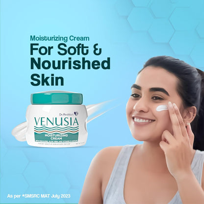 Venusia Moisturizing Cream by Dr. Reddy's I Body & face cream for dry to very dry skin IWith Aloe Vera, Vitamin E and Squalene I Upto 24 hrs hydration I Non comedogenic, Non greasy I 100g