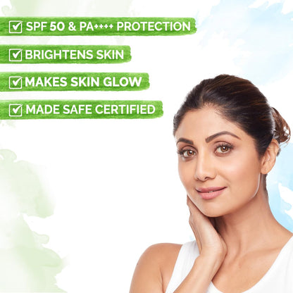 Mamaearth Vitamin C Daily Glow Sunscreen with Vitamin C & Turmeric | For Sun Protection, Tan Protection & Glow | SPF 50 & PA++++ Protection | No White Cast | Lightweight & Non-Sticky | Brightens Skin | In-Vivo Tested | For All Skin Types | 50 g