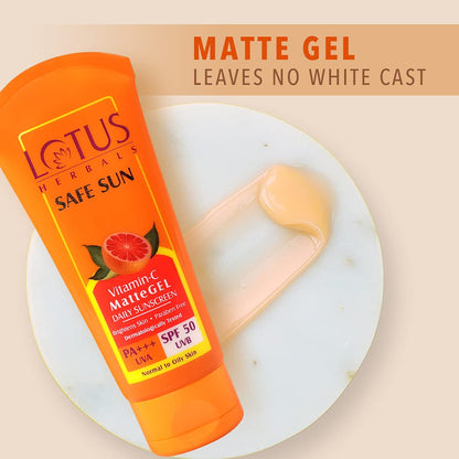 Lotus Herbals Safe Sun Vitamin C Matte Gel Daily Sunscreen | SPF 50