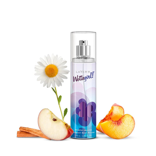 Layer’r Wottagirl Mystic Island Body Splash, 135 ml Premium Long-lasting Body Mist Spray for Women