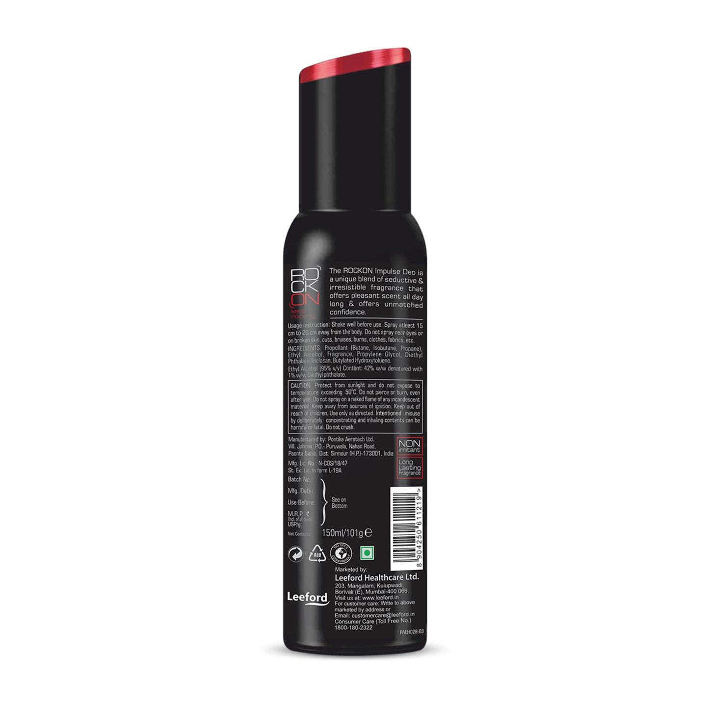 Rock On Impulse Deodorant-150ml| Long-Lasting Fragrance | Unisex Body Spray for Odor Control