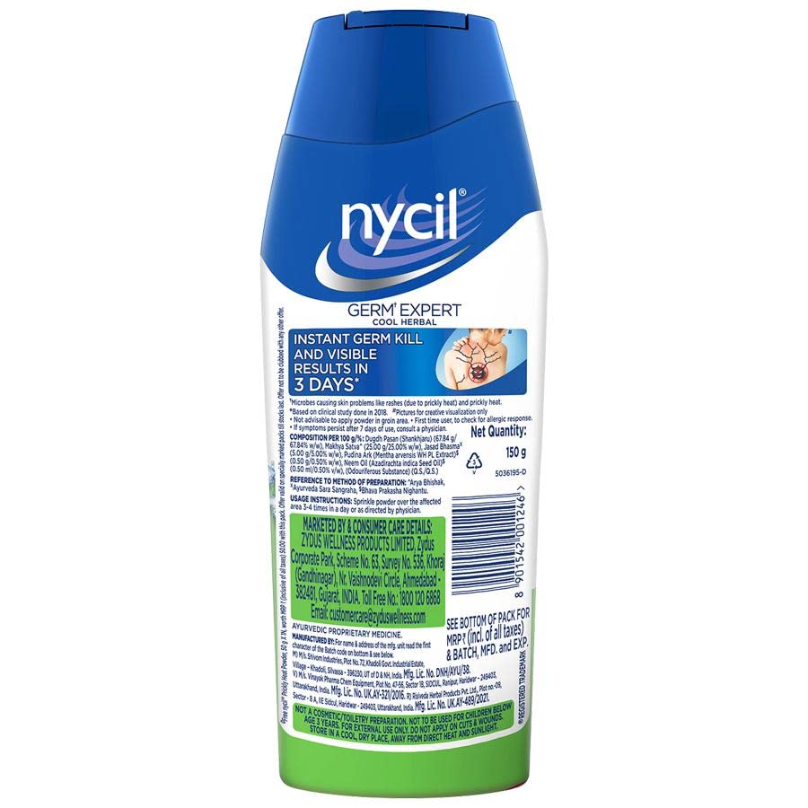 Nycil Germ Expert Prickly Heat Powder,Combo of 150gm, Assorted Fragrances (Cool Herbal)