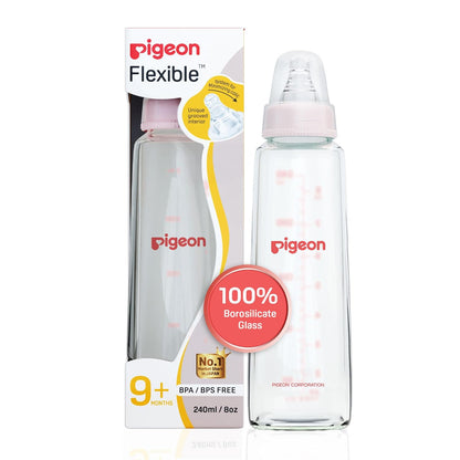 Pigeon Flexible Glass Nursing/Feeding Bottle ,For 4+ Month Babies