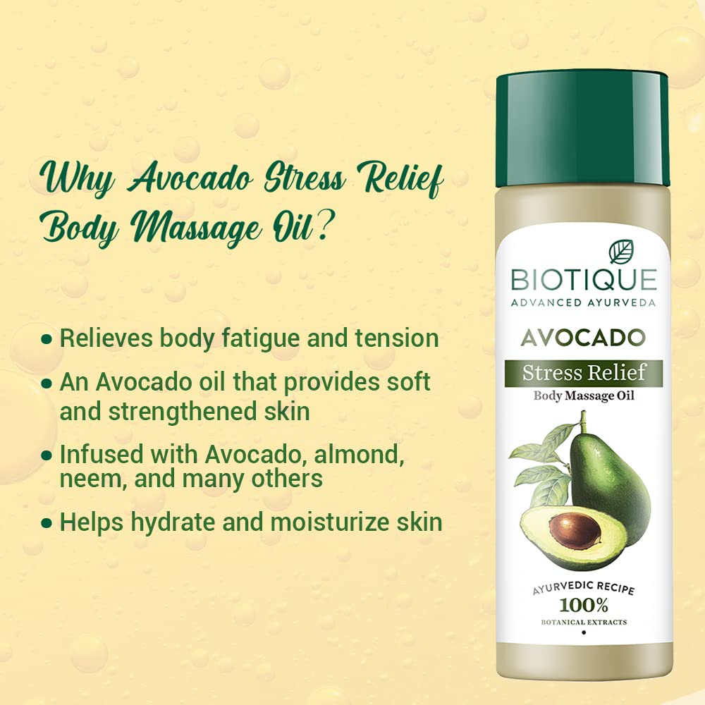 Biotique Cado Stress Relief Avocado Stress Relief Body Massage Oil 200ml