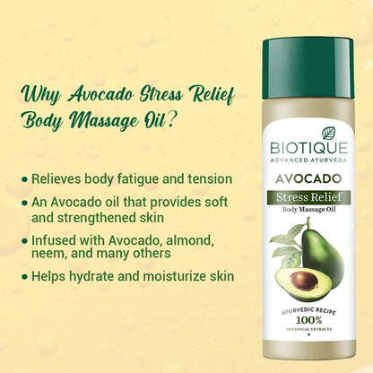 Biotique Cado Stress Relief Avocado Stress Relief Body Massage Oil 200ml
