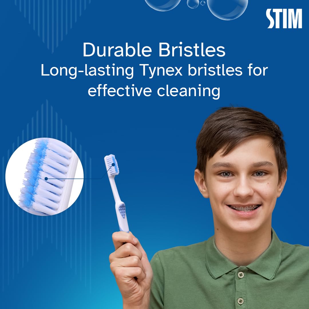STIM Ortho MB Toothbrush For Braces, Super Soft Bristles For Adults
