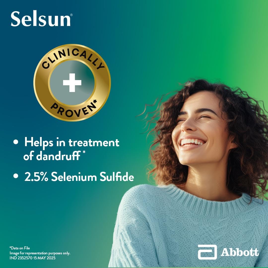 Selsun Abbott Suspension Anti Dandruff Shampoo for Men and Women, Clears Away Dandruff Flakes, Relieves From Excessive Oil, Relieves From Dandruff Related Itching- 120 ml
