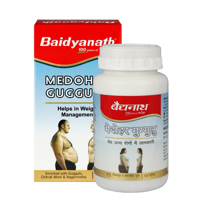 Baidyanath Ayurved Medohar Guggulu Tablets, Enriched with Guggulu, Chitrakmool and Nagarmotha- 120 Tab