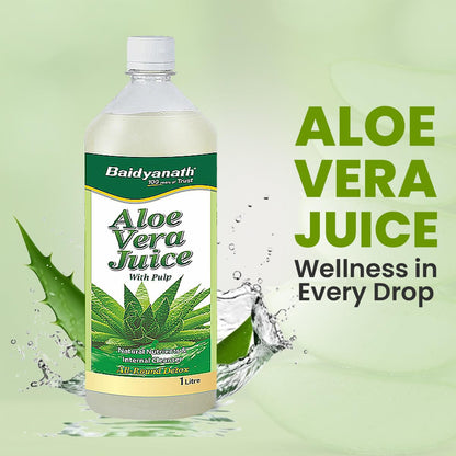 Baidyanath Aloe Vera Juice (with Pulp)- 1000ML | No Added Sugar | Source of Natural Nutrients, Boosts Immunity & Digestion