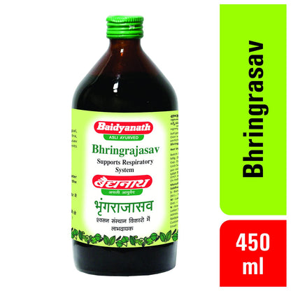 Baidyanath Bhringrajasava 450 ml - Ayurvedic Formula for Healthy Hair, Liver Wellness & Digestive Health