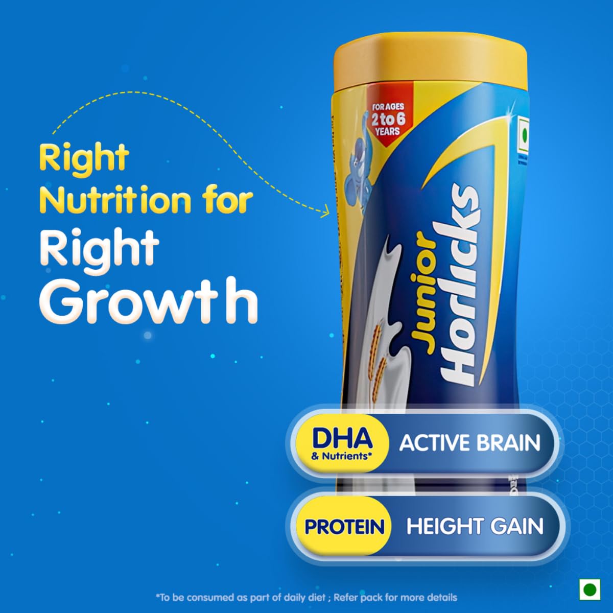 Junior Horlicks Chocolate Nutrition Drink 500g, Nutrition for Toddlers & Young kids (2-6 years) for Supporting Growth