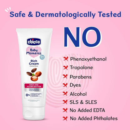 Chicco Baby Moments Rich Cream for Newborn Babies with Shea & Jojoba Butter, 100ml