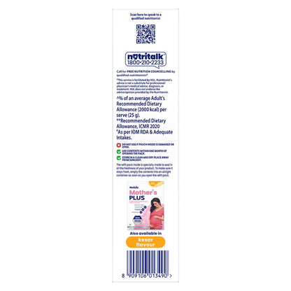 Horlicks Mother's Plus Vanilla Health Drink 500 g Refill Pack|| For Pregnancy & Lactation with Proteins for Healthy Birth Weight - No Added Sugar