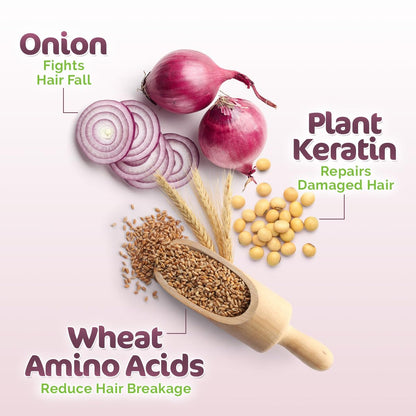 Mamaearth Onion Shampoo for Hair Growth and Hair Fall Control with Onion and Plant Keratin | Reduces Hair Fall | Strengthens & Smoothens Hair | For Men & Women | 250ml