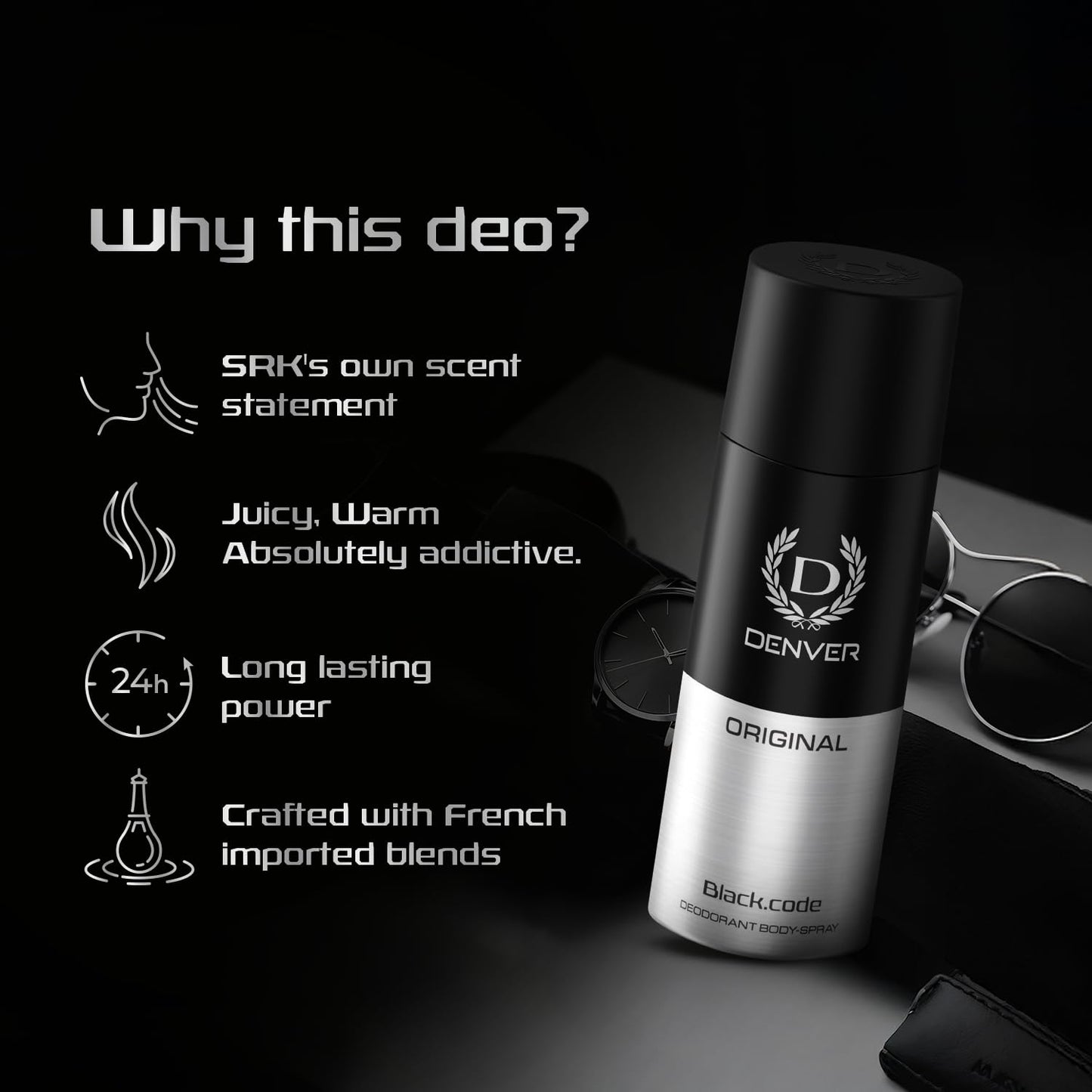 DENVER Black Code Deo - 150GM