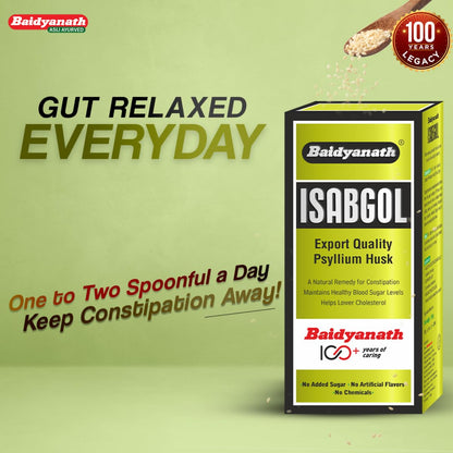 Baidyanath Isabgol - Psyllium Husk Powder - 200gm | Effectively Relieves Constipation | Fibre Supplement For Digestion