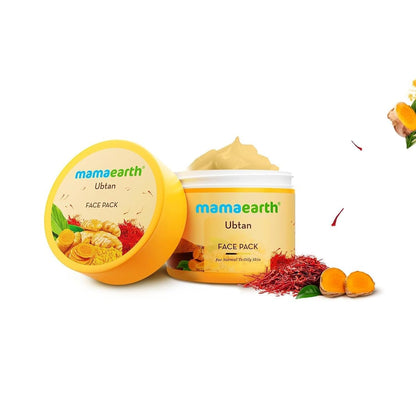 Mamaearth Ubtan Detan Face Pack with Turmeric & Saffron for Normal to Oily Skin - 100 g | Removes Tan & Revives Natural Glow | Crafted with Turmeric & Saffron