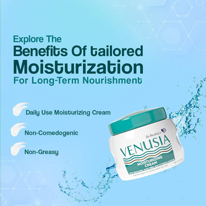 Venusia Moisturizing Cream by Dr. Reddy's I Body & face cream for dry to very dry skin IWith Aloe Vera, Vitamin E and Squalene I Upto 24 hrs hydration I Non comedogenic, Non greasy I 100g