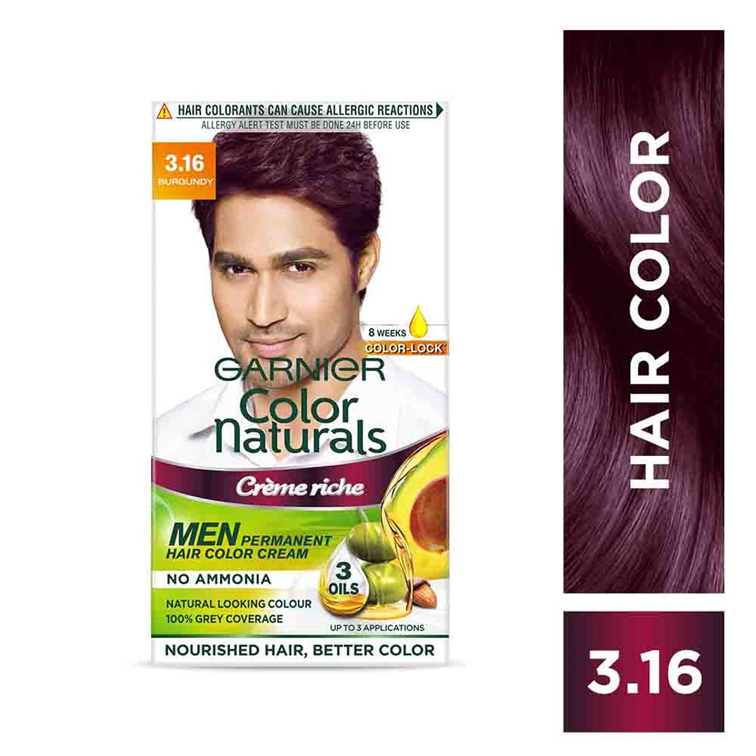 Garnier, Hair Colouring Cream, Long-lasting Colour, Smoothness & Shine, Color Naturals Men, Shade: 3.16 Burgundy