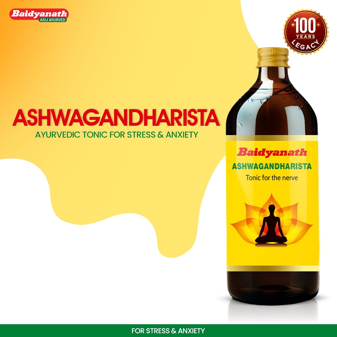 Baidyanath Ashwagandharishta - 450 ml | Boosts Immunity & Reduces Stress | For Health, Strength & Wellness