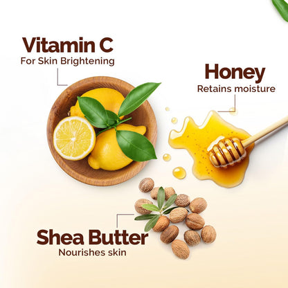 Mamaearth Vitamin C Daily Glow Body Lotion For Skin Brightening with Vitamin C & Honey - 100ml |Nourishes Dry Skin | 48 H Moisturization | 100% Natural Butter | Non-Greasy Smooth Skin | All Skin Types