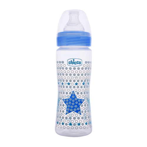 Chicco Well-Being 330 ml Feeding Plastic Bottle, Advanced Anti-Colic System, BPA Free, Hygienic Silicone Teat