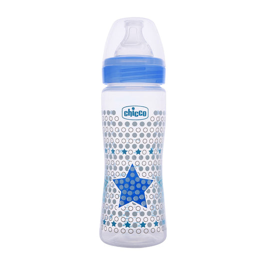 Chicco Well-Being 330 ml Feeding Plastic Bottle, Advanced Anti-Colic System, BPA Free, Hygienic Silicone Teat