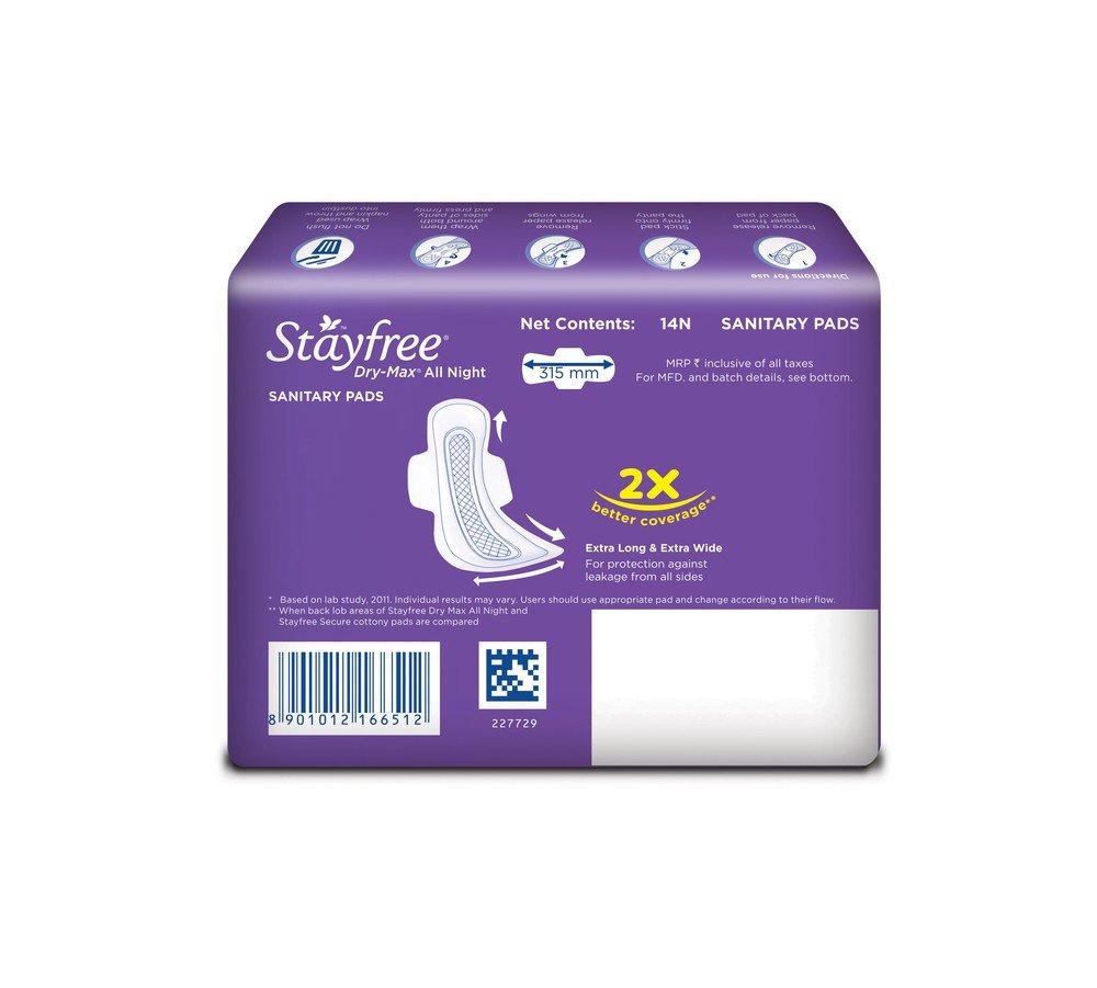 Stayfree Dry Max All Night Sanitary napkins (14 Count)