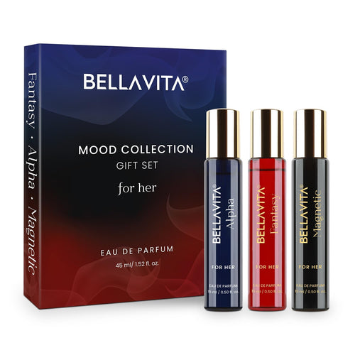 BELLAVITA Luxury Mood Collection Gift Set 3x15ML | Long Lasting EDP Perfume for Women | Alpha, Fantasy & Magnetic | Pink Pepper, Jasmine and Moss | Fruity, Floral Premium Fragrance for Woman
