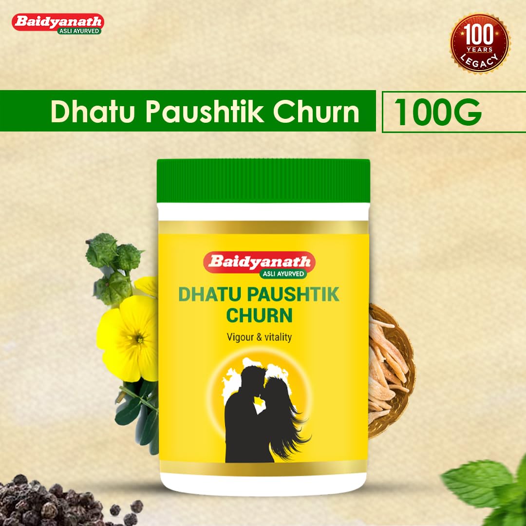 Baidyanath Dhatu Paushtik Churna - 100g | Ayurvedic Herbal Powder for Strength, Stamina and Daily Energy Support | With Ashwagandha, Safed Musli, Shatavari & Kaunch Beej |