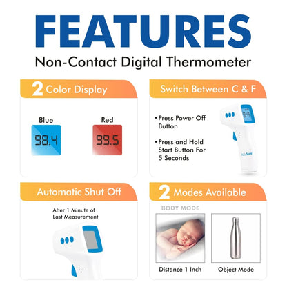AccuSure HS Non Contact Infrared Thermometer- Digital Thermometer -Non Contact Forehead Thermometer for Adults and kids-Fever Temperature Gun