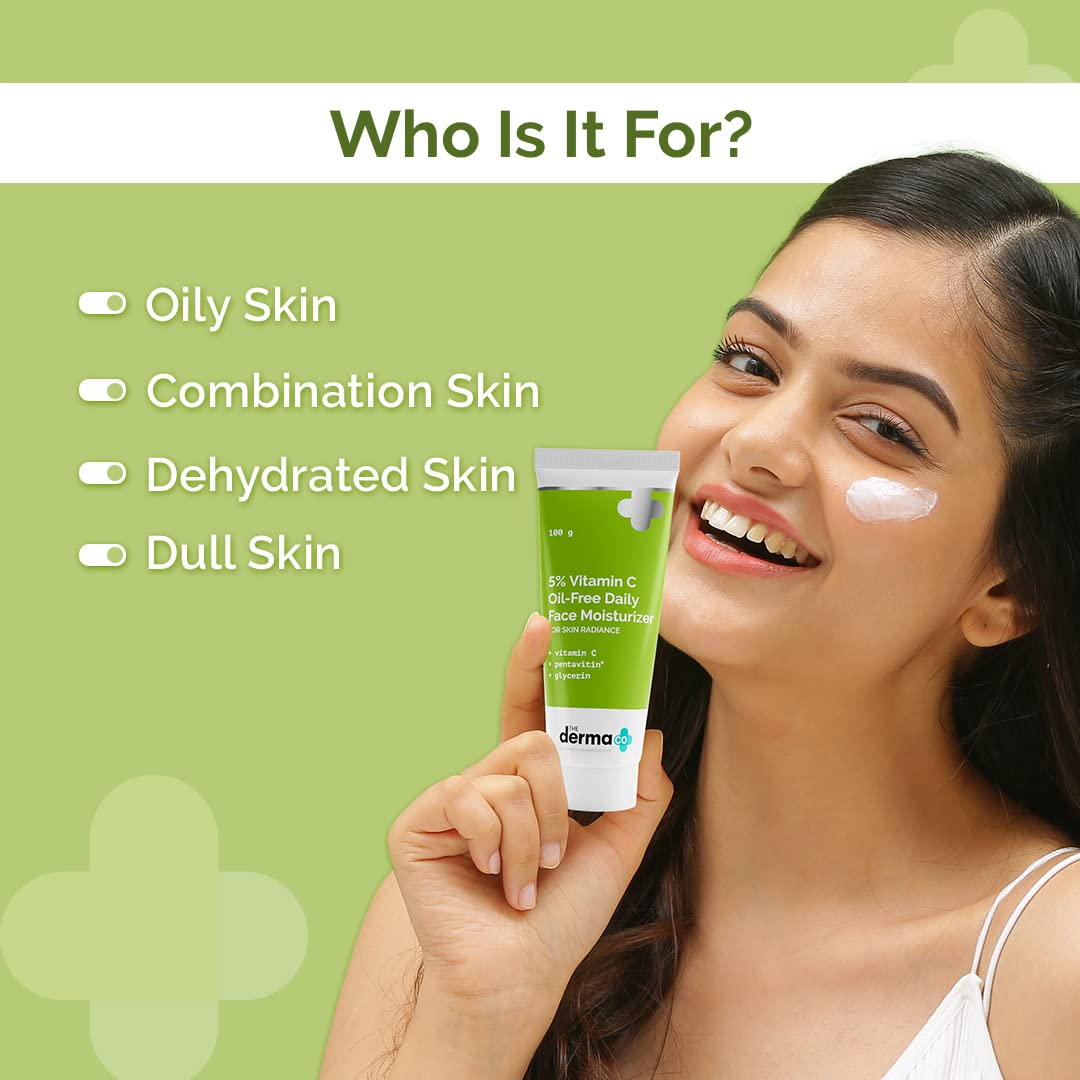 The Derma Co 5% Vitamin C Oil-Free Daily Face Moisturizer for Skin Radiance | For Oily Skin| 100 g