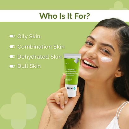 The Derma Co 5% Vitamin C Oil-Free Daily Face Moisturizer for Skin Radiance | For Oily Skin| 100 g