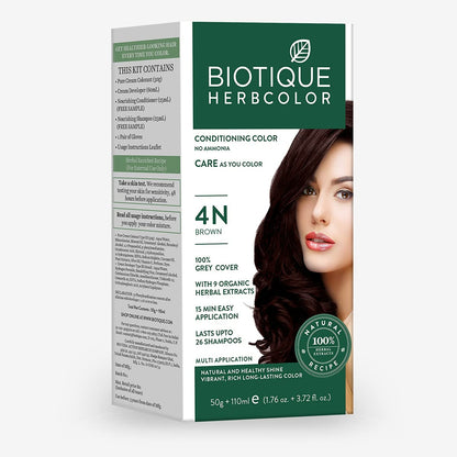 Biotique Herbcolor Conditioning Hair Colour l Ammonia Free Hair Color Brown 4N (Pack of 1)