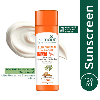 Biotique Bio Sandalwood Sunscreen Ultra Soothing Face Lotion, SPF 50+ |Ultra Protective Lotion| 120ml