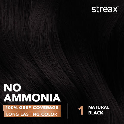 Streax Crème Permanent - 1 Natural Black Hair Colour