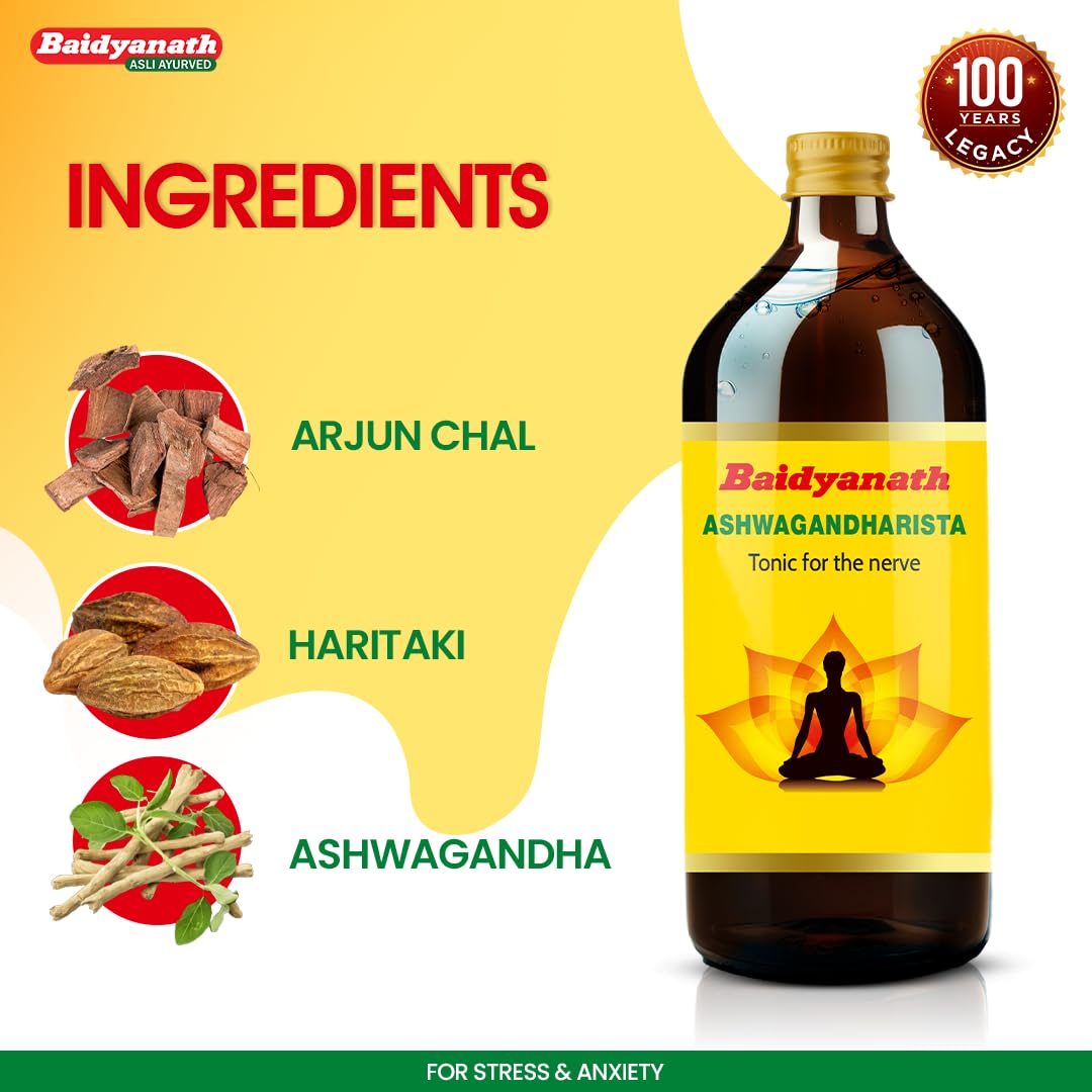 Baidyanath Ashwagandharishta - 450 ml | Boosts Immunity & Reduces Stress | For Health, Strength & Wellness