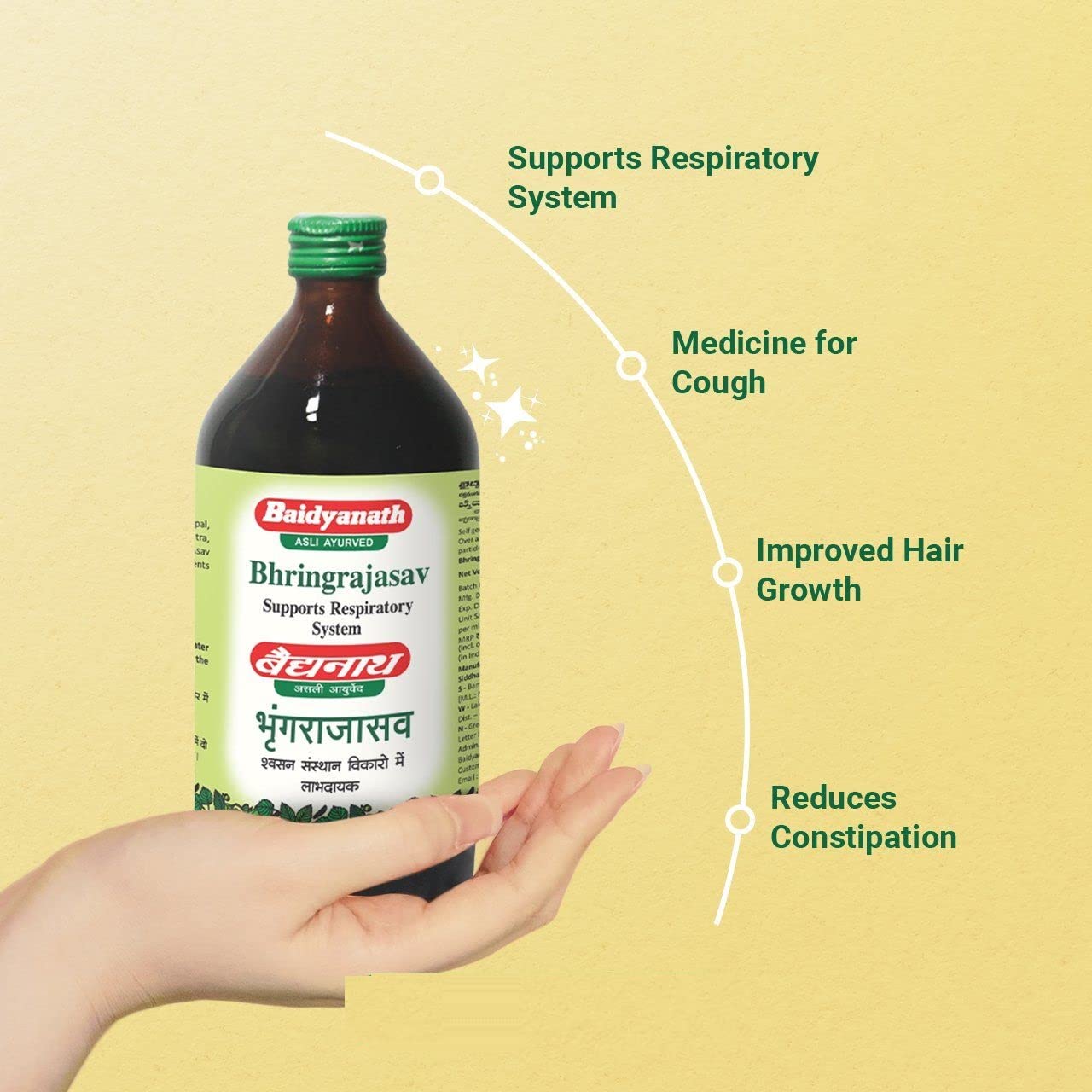 Baidyanath Bhringrajasava 450 ml - Ayurvedic Formula for Healthy Hair, Liver Wellness & Digestive Health
