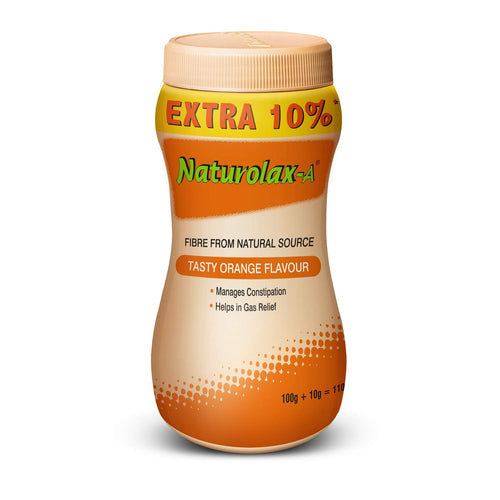 Naturolax-A Isabgol Powder |110g - Pack of 1| Psyllium Husk Powder | Non-Habit Forming Isabgol - Ayurvedic Formula| Fiber Supplements for Digestion| Effectively Relieves Constipation|Orange Flavoured