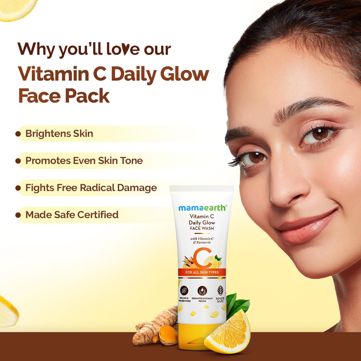 Mamaearth Vitamin C Face Wash with Vitamin C and Turmeric for Skin Illumination - 100 ml | Brightens skin | Evens Tone | Makes skin Glow