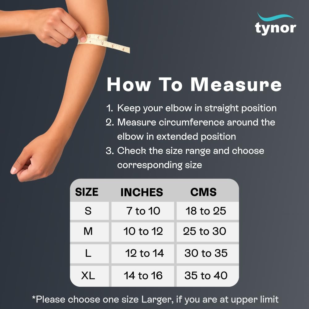 TYNOR Tennis Elbow Support, Black, XL, 1 Unit