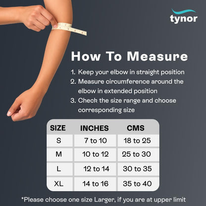 TYNOR Tennis Elbow Support, Black, XL, 1 Unit