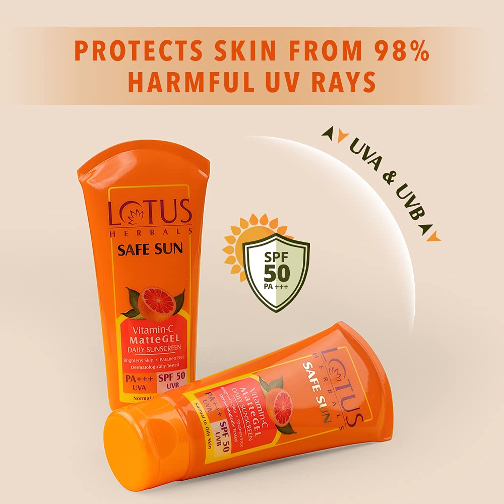 Lotus Herbals Safe Sun Vitamin C Matte Gel Daily Sunscreen | SPF 50