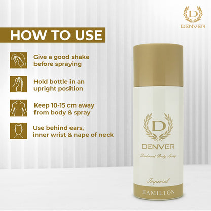 Denver Imperial Hamilton Deodorant Body Spray For Men, 165 ml