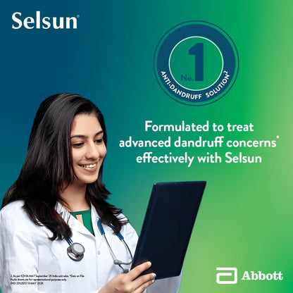 Selsun Abbott Suspension Anti Dandruff Shampoo for Men and Women, Clears Away Dandruff Flakes, Relieves From Excessive Oil, Relieves From Dandruff Related Itching- 120 ml