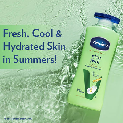 Vaseline Aloe Fresh Body Lotion,24 HR Long Lasting Moisturisation with Aloe Vera extract and Menthol 90ml