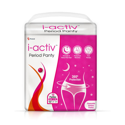 i activ Period Panty for Girls & Women | L-XL | 10's Pack | Disposable Period Panties for Women for Heavy Flow Periods