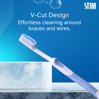 STIM Ortho MB Toothbrush For Braces, Super Soft Bristles For Adults