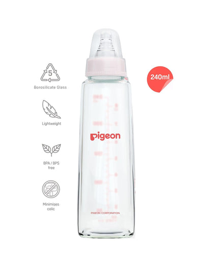 Pigeon Flexible Glass Nursing/Feeding Bottle ,For 4+ Month Babies